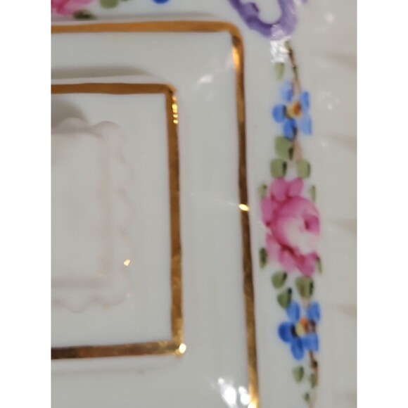 Westmoreland Milk Glass Footed Pedestal Wedding Box Candy Dish Hand Painted 10” - Picture 12 of 16